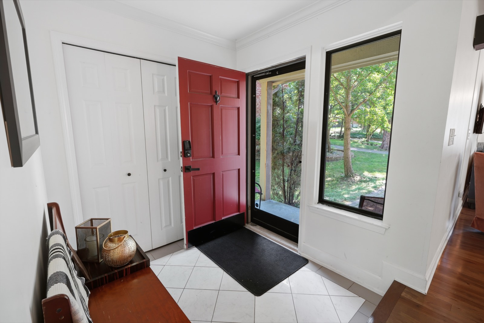 Front entry with red door