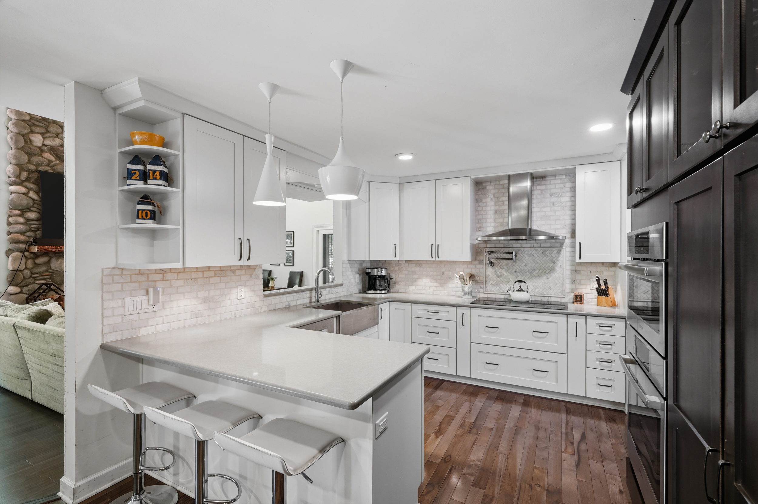 Open kitchen and dining area adjoining the great room